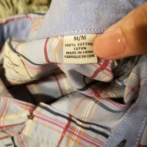 Tommy Bahama Blue Plaid Button Down M - Picture 9 of 9